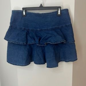 Ruffled Denim Skirt